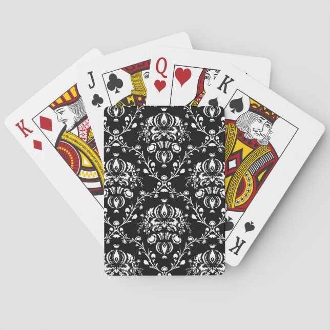 Black and White Damask Poker Cards (Back)