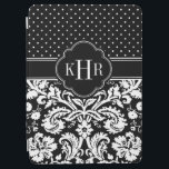 Black and White Damask Polka Dots Monogram iPad Air Cover<br><div class="desc">Chic modern stylish iPad case design features a mix of preppy polka dots and elegant vintage damask patterns personalized with your monogram initials or name in a quatrefoil frame. Click Customize It to change monogram font and colors to create your own unique one of a kind design!</div>
