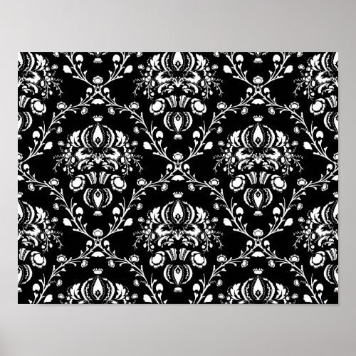 Black and White Damask Poster