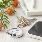 Black and White Damask Premium Keychain (Side)