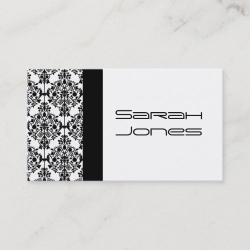 Black and White Damask Professional Business Card
