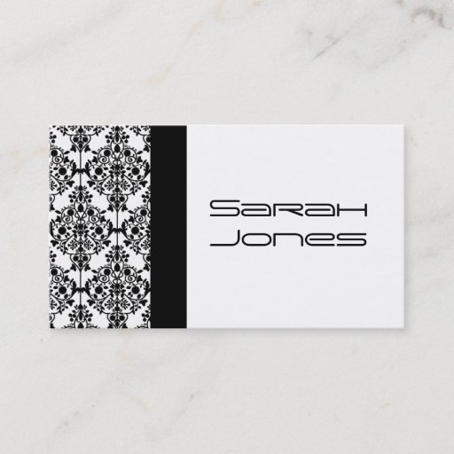 Customizable Black and White Damask Professional Business Card