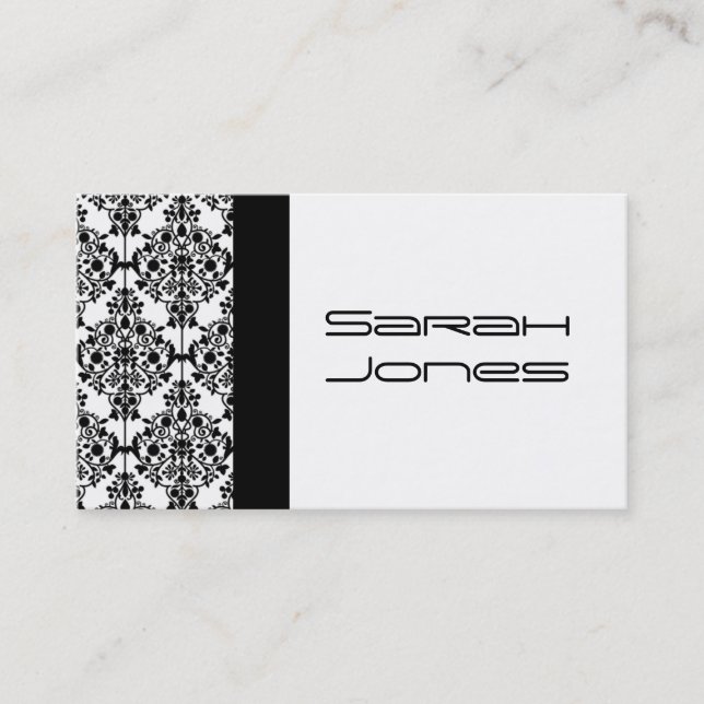 Black and White Damask Professional Business Card (Front)