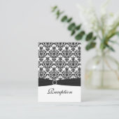 Black and White Damask Reception Card (Standing Front)