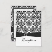 Black and White Damask Reception Card (Front/Back)