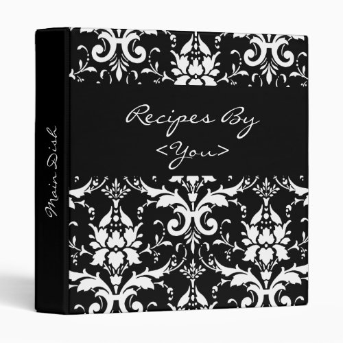 Black and White Damask Recipe Cook Book Binder