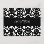 Black and White Damask Reply Card