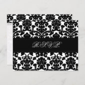 Black and White Damask Reply Card (Front/Back)