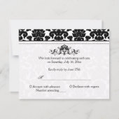 Black and White Damask Reply Card (Back)