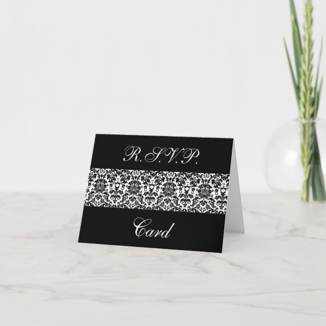 Black and White Damask Response Cards (Front)