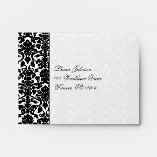 Black and White Damask Return Address A2 Envelope