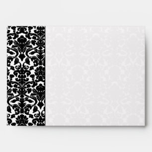 Black and White Damask Return Address A7 Envelope