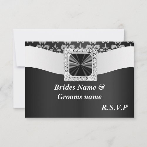 Black and white damask rsvp