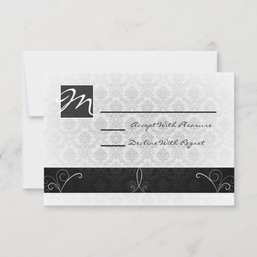 Black and White Damask RSVP Card