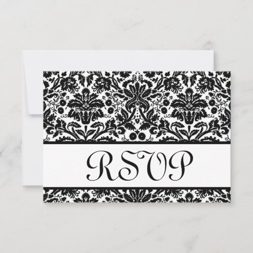 Black and White Damask RSVP Wedding Response Card