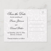 Black and White Damask Save the Date Card (Back)