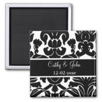 Black and White Damask Save The Date Magnet