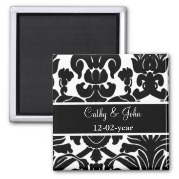 Black and White Damask Save The Date Magnet