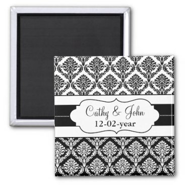 "black and white" damask Save the date magnet