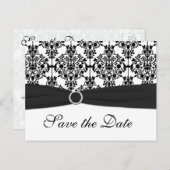 Black and White Damask Save the Date Postcard (Front/Back)