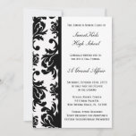 Black And White Damask School Prom Or Formal Invitation at Zazzle