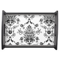 Black and White Damask Serving Trays