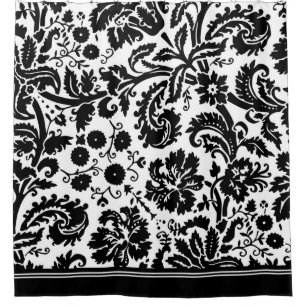 Black and white Damask shower curtain