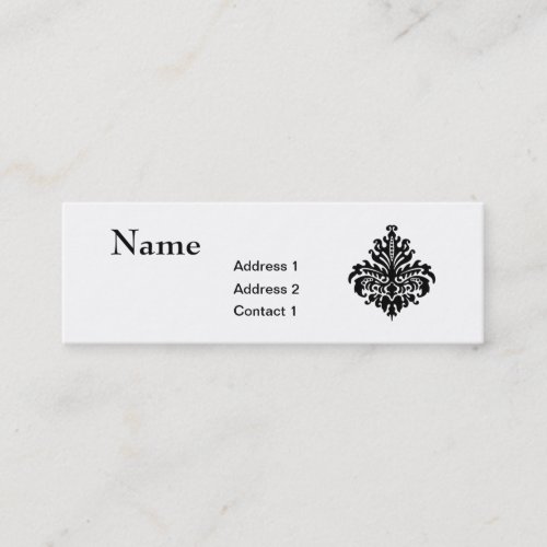 Black and White Damask Skinny Business Card
