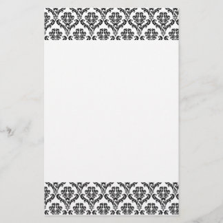 Black and White Damask Stationery