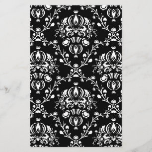 Black and White Damask Stationery