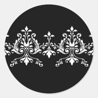 Black and White Damask Sticker