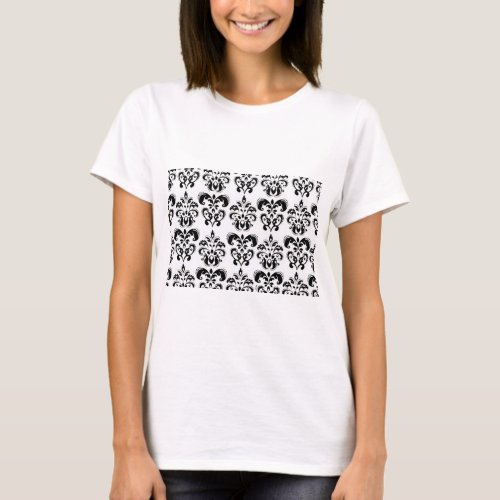 BLACK AND WHITE DAMASK T_Shirt