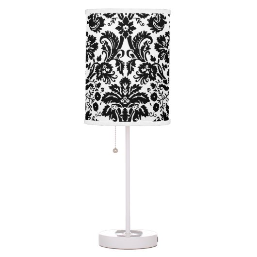 Black and White Damask Table Lamp (Right)
