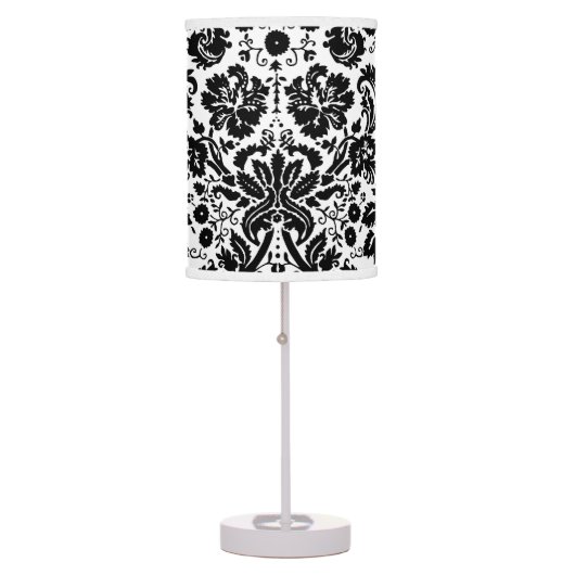 Black and White Damask Table Lamp (Front)