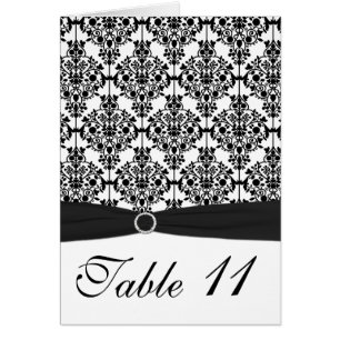 Black and White Damask Table Number Card