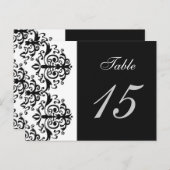 black and white damask table number cards (Front/Back)