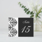 black and white damask table number cards (Standing Front)
