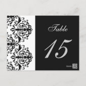 black and white damask table number cards (Back)