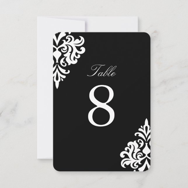 Black and White Damask Table Numbers (Front)