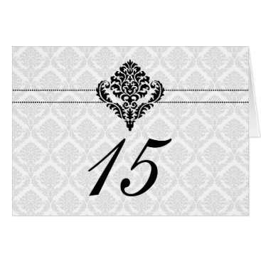 "black and white" damask table seating card