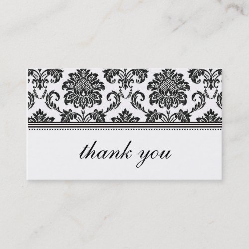 Black and White Damask Thank You Card Business Card Templates