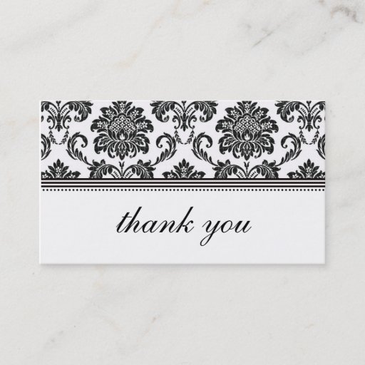 Customizable Black and White Damask Thank You Card Business Card Templates