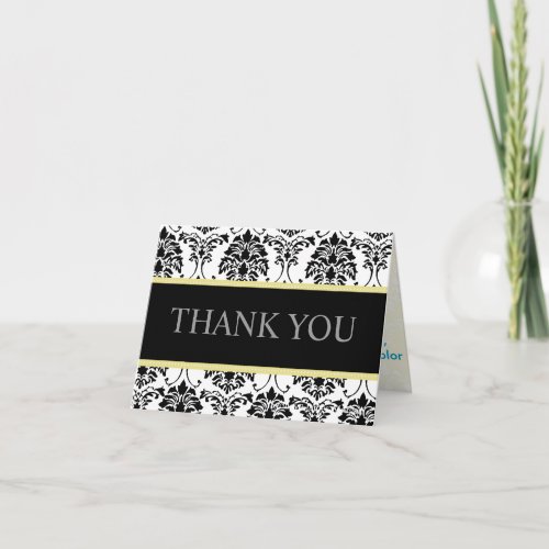 Black and White Damask Thank You Note Cards