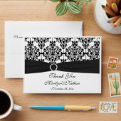 Black and White Damask Thank You Pouch Envelope (Desk)