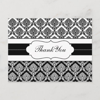 "black and white" damask ThankYou Cards