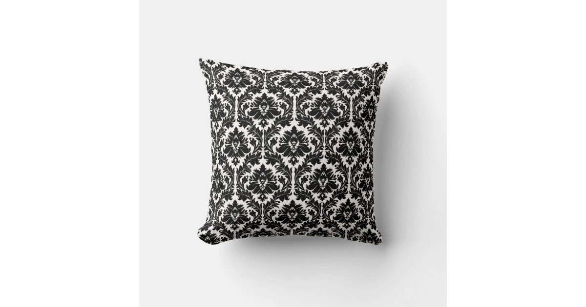 Black and white Damask Throw Pillow Zazzle