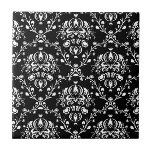 Black and White Damask Tile