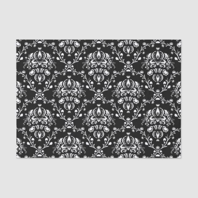Black and White Damask Tissue Paper (Front)