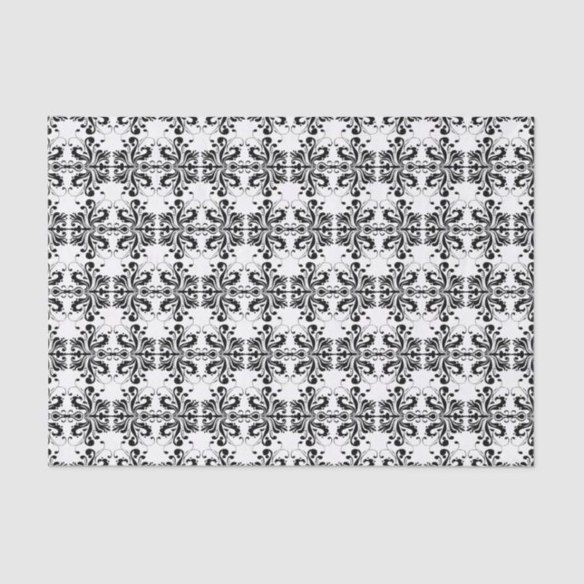 Black and White Damask Tissue Paper (Front)