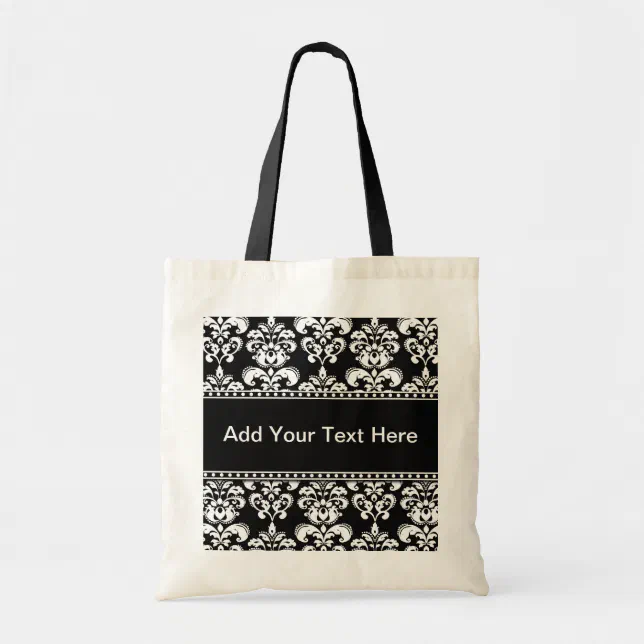 Black and White Damask Tote Bags Customizable Zazzle